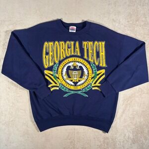 Vintage Georgia Tech Sweatshirt‎ Mens XL Blue NCA College Crewneck Nutmeg